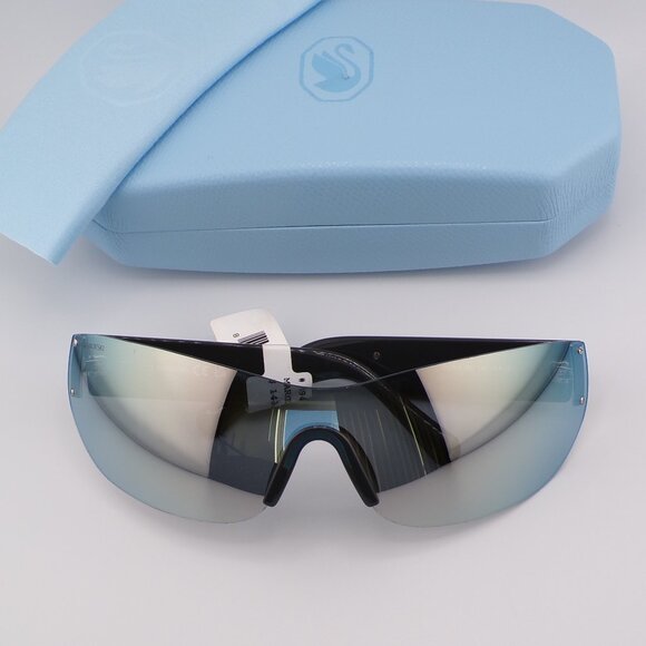 Swarovski Crystal Detail Mirrored Rimless Shield, Lightweight Wraparound SK0364 main image 8